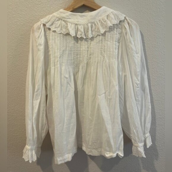 Doen White Lace Trim Blouse Size M - Picture 2 of 4